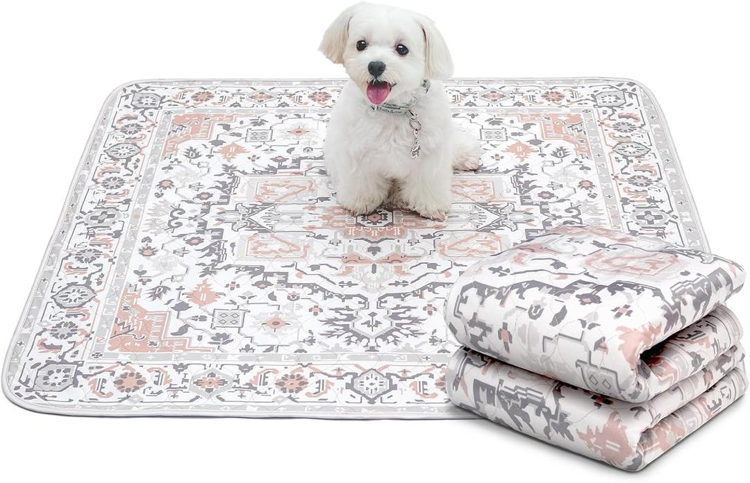 Paw Inspired Designer Print Dog Pads (2 Pack) | Premium Washable Pee Pads | Reusable Puppy Pads for Potty Training, Whelping, Waterproof Mat | Leakproof, Non-Slip Liner (Light Persian, 36" x 36" Size)