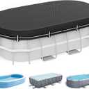 LXKCKJ 8X14 FT Rectangular Pool Covers for Above Ground Pools, 420D Solar Oval Pool Cover with Accessories Set, Integrated Design Pool Tarpaulin Ideal for Waterproof, Dustproof, Windproof