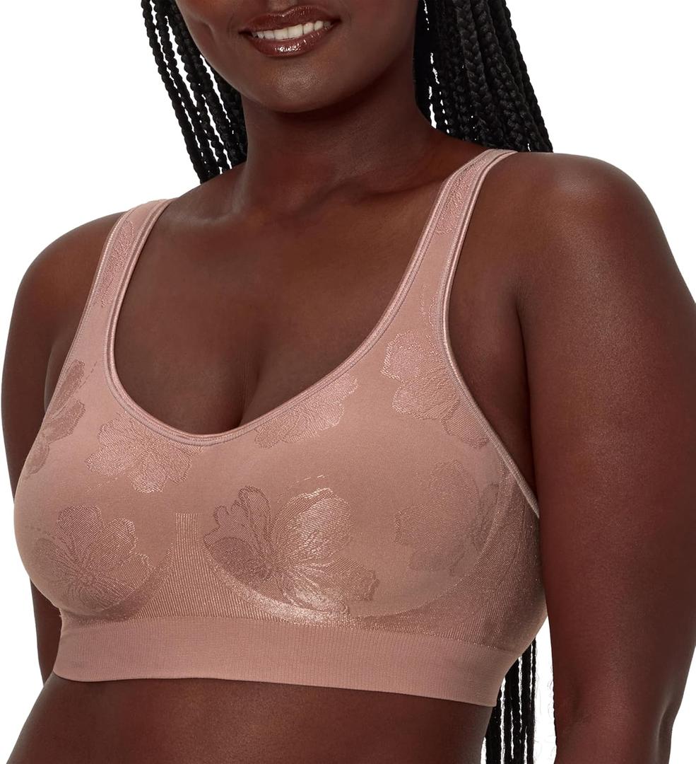 Bali Women's Comfort Revolution Wireless Bra, ComfortFlex Fit Full-Coverage Bra, DF3488 (Large, Smokey Purple Mauve Tropic)