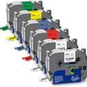 Labelwell 6-Pack TZe 24mm 0.94" Laminated Compatible for P Touch 1 Inch TZ Label Tape TZe-151 251 451 551 651 751 for Ptouch PT-D600 P700D 410 D610BT P710BT, Clear/White/Red/Blue/Yellow/Green