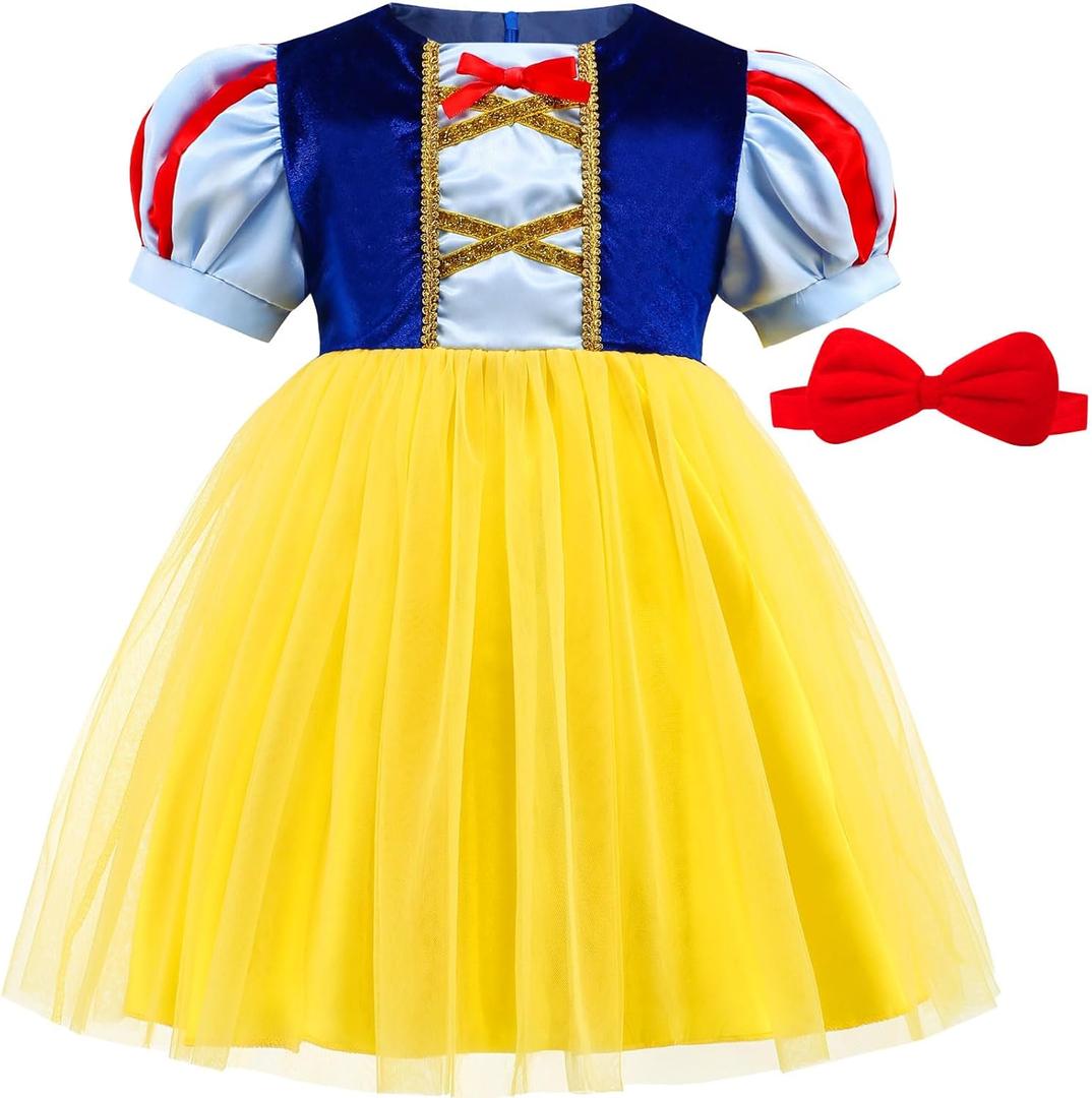 ICECUTE Princess Costumes for Toddler Girls,Princess Dress for Kids,Birthday Halloween Party Dress Up (3T, Yellow)