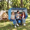 BDL 3 Person Camping Chair with Canopy Shade, Oversized Heavy Duty Camping Chair with Cup Holders & Ice Bag Portable Family Folding Chair for Outdoor, Lawn & Sports,Blue