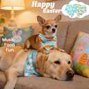 Dimidium Easter Dog Bandanas 2-Pack - Cute Design, White Green Stripe Carrot Print & Green Base Bunny Carrot Motif, Snap Button Adjustable Pet Scarf for Medium & Large Breeds (30-75lbs)