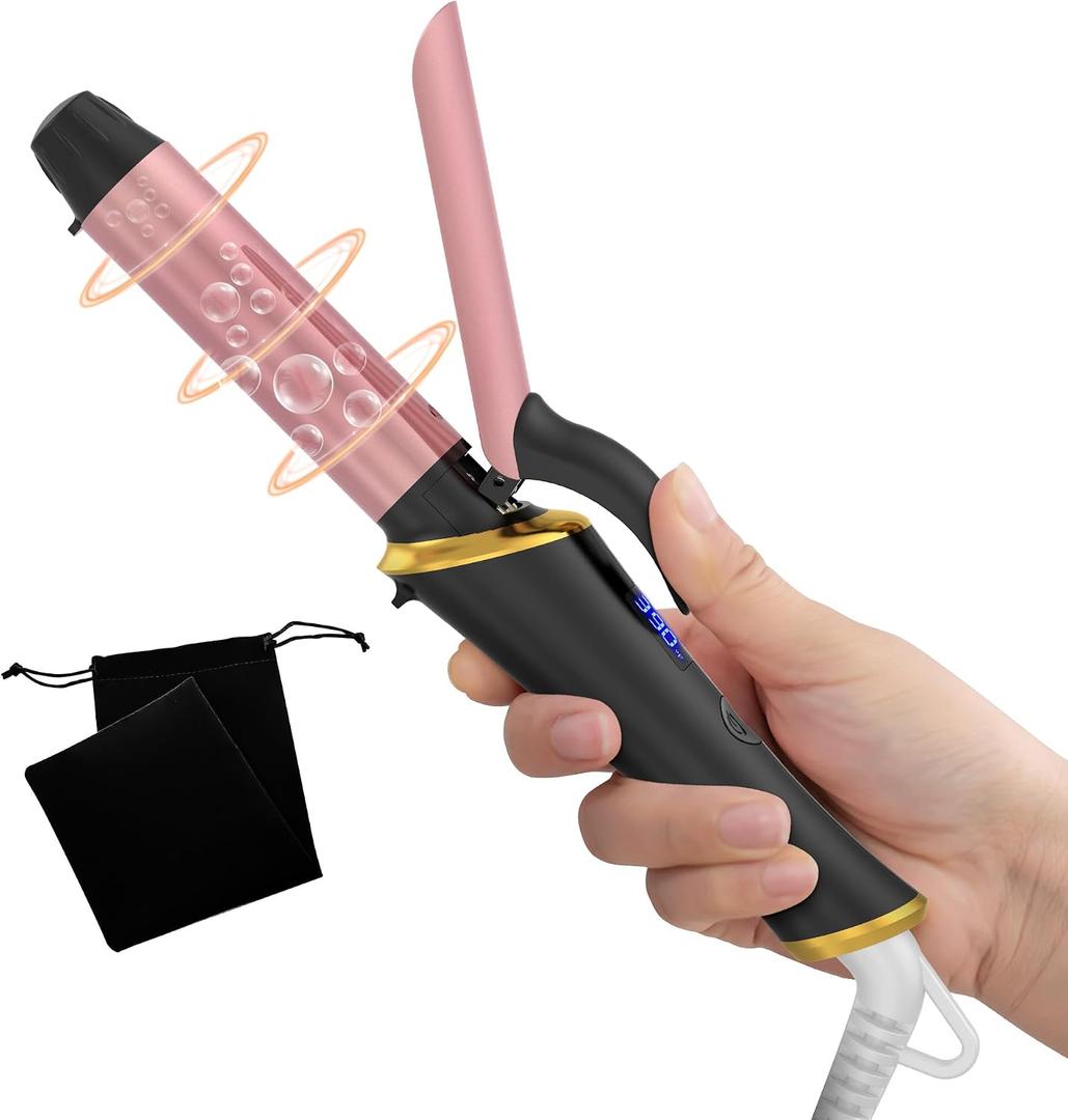 Ukliss Mini Curling Iron for Short Hair with Anti-Scald Tip, 30s Fast Heat, 5 Temp Settings & Dual Voltage for Home & Travel, Creates Soft Waves & Curls on Short to Medium Hair (Black, 1 Inch) (Black)