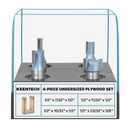 KEENTECH 4-Piece Router Bit Set for Undersized Plywood 1/2" Shank, Precise Groove Cutting for 1/4" 3/4" Panels