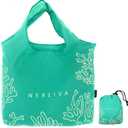 55 Pound Reusable Shopping Bag Sea Green - Foldable into a Small Pouch - Washable Reusable Grocery Bag, Durable & Stylish with handles for Easy Shoulder or Hand Carry