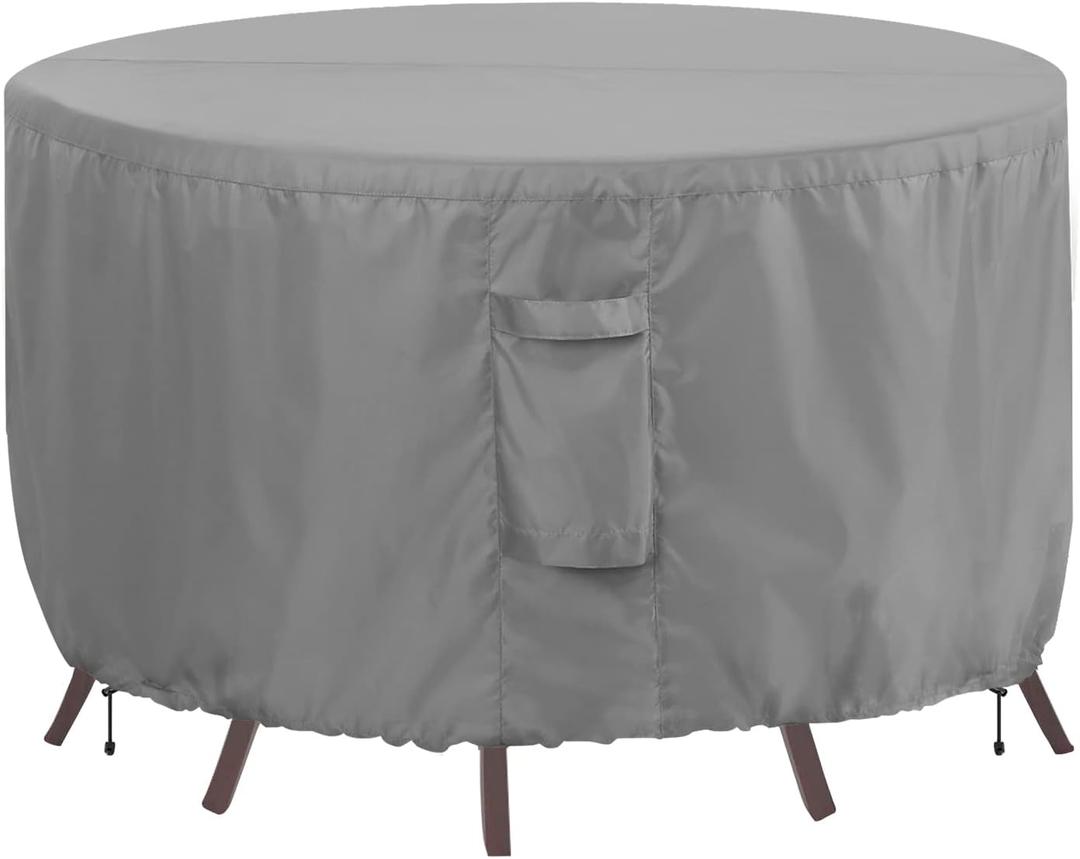 OutdoorLines Outdoor Waterproof Patio Table Furniture Set Covers - Round Couch Sectional Cover Outside Weatherproof Patio Furniture Covering for Deck, Lawn and Backyard 84" DIA x 28" H, Grey (Gray)