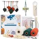 UHAPEER Macrame Kits for Adults Beginners, DIY Macrame Plant Hanger Kit and Macrame Supplies, with 3 mm Macrame Cord Cotton, Macrame Meads, Wooden Rings, Dream Catcher Rings, Craft Kits for Adults (Dark Green & Orange)