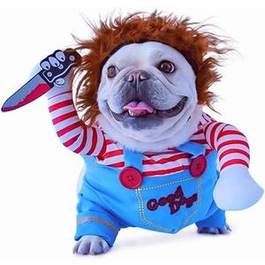 Pet Deadly Doll Dog Costumes, Funny Pets Cosplay Costume Halloween Dog Clothes Party Costume for Small Medium Large Dogs Large