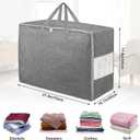 105L Extra Large Storage Bags, Folding Moving Comforter Blanket Storage Bags Closet Organizers and Storage Containers for Clothes with Strong Handles&Zippers Clear Window for Bedding Pillow Grey 3Pack