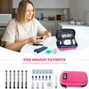 TSA Approved Insulin Cooler Travel Case Diabetic Medication Bag With Thermometer Temperature Display Medication Diabetic Cooler Travel Medicine Organizer Bag for women & 2 Ice Pack-Rose red