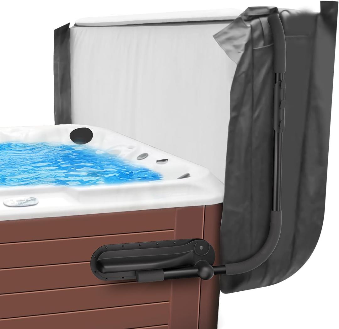 Cover Lifter, Hot Tub Cover Lifter, Pivot Top Mount Spa & Hot Tub Cover Lift Removal System Reinforced Brackets with 3 Hook Towel Rack,Fit for Most Spa Hot TubsHot Tub Width Below 96"