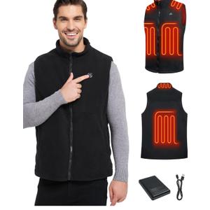 Loowoko Men's Fleece Heated Vest with Battery Pack Included, Rechargeable Electric Heating Jacket Lightweight Warming