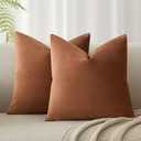 Juspurbert Set of 2 Super Soft Velvet Decorative Throw Pillow Covers 24x24 inch Square with Fringe Luxury Style Cushion Case European Pillow Shell for Sofa Bedroom, Mocha Mousse