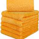CARCAREZ Premium Microfiber Detailing Towels, 340 GSM Lint Free Car Buffing Waxing Polishing Drying Towel, 16x16 inch, Pack of 6 (Yellow)