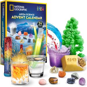 NATIONAL GEOGRAPHIC Science Kit & Rock Collection Advent Calendar 2024  Jumbo Advent Calendar with 24 Days of Science Experiments, Gemstones & More for Kids, STEM Projects for Kids Ages 8-12