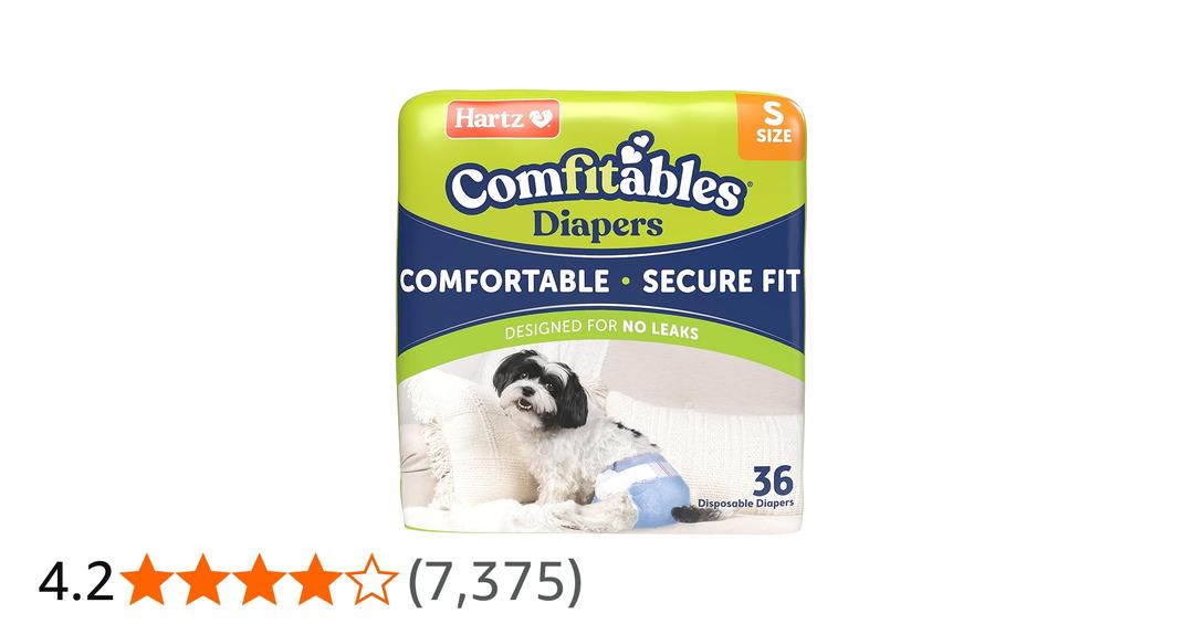 Hartz Comfitables Disposable Dog Diapers, Size Large 26 Count, Comfortable & Secure Fit, Easy to Put On, Super Absorbent Male and Female Diaper