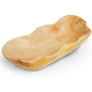 BTEOBFY Handmade Cedar Wooden Fruit Bowl & Basket - Solid Wood Kitchen Counter Organizer for Fruits, Vegetables Display - Rustic Farmhouse Decor with Artisan Carving (15x2.36x2.7 Inch)