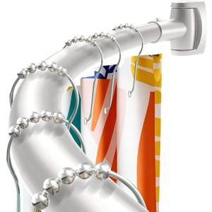 Brushed Nickel Curved Shower Curtain Rod 33-78 Inches Adjustable Splicing Design Shower Rods Curved Round Bowed Rust proof, Need To Drill Shower Curtain Rod for Bathroom, Bathtub, Stall