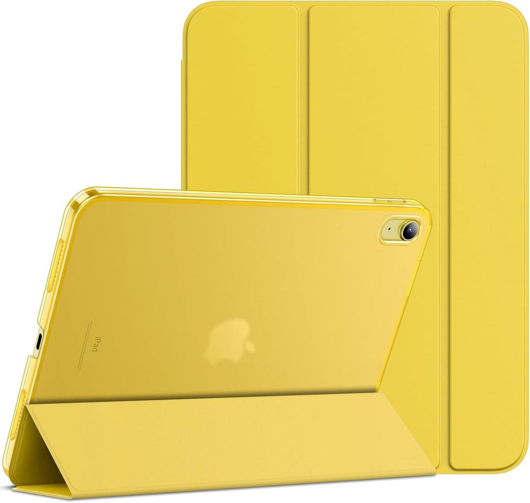 JETech Case for iPad (A16) 11th Generation 11 Inch 2025 / iPad 10th Generation 10.9 Inch 2022, Slim Smart Cover with Hard PC Translucent Back, Supports Touch ID, Auto Wake/Sleep (Yellow)