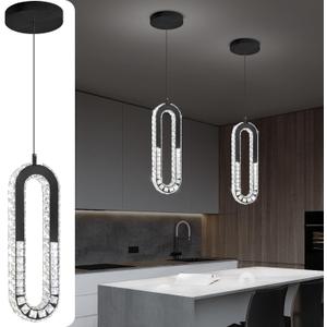Modern Pendant Lighting 1-Light Chandelier Black Pendant Light Indoor Hanging Light Fixture for Kithchen Island Dinning Room Bedroom, Black