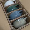 MONITO Ceramic Salad Bowl with Handles, 28 oz French Onion Soup Bowls, Ceramic Soup Bowls for Cereal, Pasta, Chilli, Beef Stew, Stackable Serving Bowl Set of 4 (28 OZ)