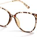 Gaoye Cute Retro Blue-Light Glasses - Mixed Material Frames, Metal Arms, Plastic Nosepads - UV400 Computer Lenses (1-leopard/Transparent Lens)