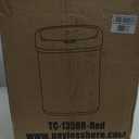 Kitchen Trash Can Bathroom Bedroom Office Garbage Can with Lid Automatic Touch Free Waste Bin Stainless Steel 13 Gallon / 50L,Red