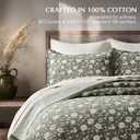 EverGrace Cotton Quilt Set Queen Size, 100% Cotton Reversible Lightweight Bedspread Coverlet, Vintage Floral Farmhouse Bedding, Traditional Botanical Quilt with 2 Pillow Shams, Sage Green 92"96"
