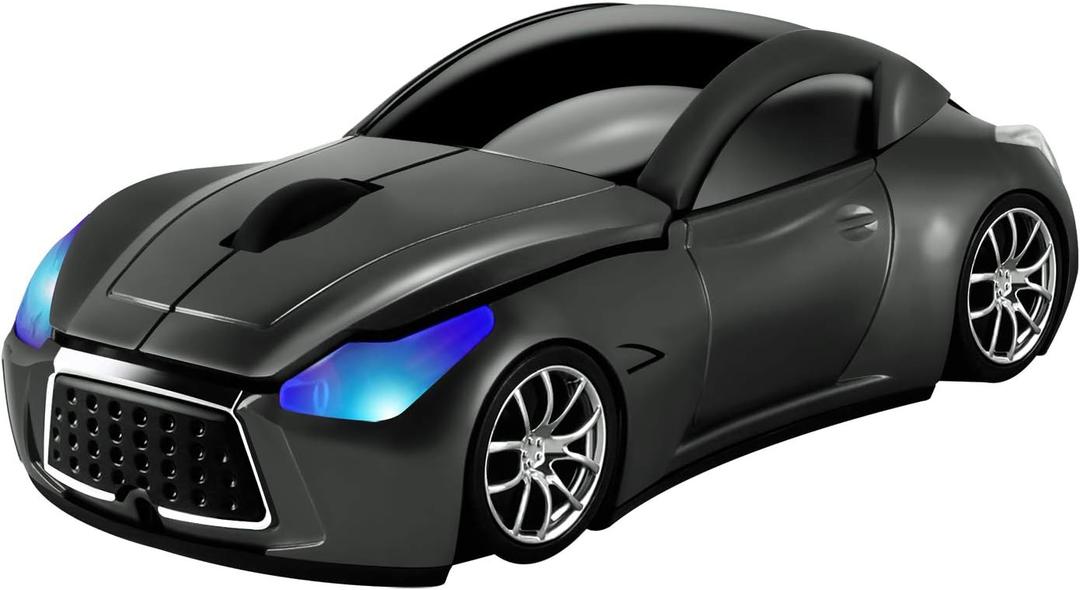 elec Space Cool Sport Car Shape 2.4GHz Wireless Mouse Optical Cordless Mice with USB Receiver for PC Laptop Computer 1600DPI 3 Buttons (Gray)