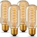 DORESshop Edison Bulbs, Vintage Edison Light Bulbs 40 Watt, T45, 110-130 Volts, E26/E27 Base Incandescent Dimmable Decorative Antique Filament Light Bulbs, Amber Glass, Warm White, 4 Pack