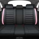 Quiln03 Leather Seat Cover 5 Seat Full, Universal Suitable for Most Cars, SUVs, Pickup Trucks, Airbag Compatible Car Seat Cushion Covers (Black&Pink)