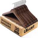 Wooden Hangers 30 Pack,Clothes Hanger for Daily Used,Coat Hanger for Closet,Heavy Duty Wood Hangers for Suit, Shirts, Jackets, Dress, Pant (Walnut)