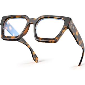 VISOONE Blue Light Blocking Glasses with TR90 Rectangle Frame and Chic Preppy Look for Women Men RIVER (Coco Tortoise)