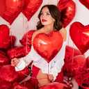 50pcs Red Heart Balloons, 10" Foil Heart shaped Balloons For Valentines Day Wedding Engagement Party Decoration