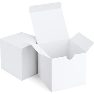 Eupako Gift Boxes 4x4x4 50 Pack White Kraft Paper Box with Lids Party Favor Boxes for Bridesmaids Proposal, Crafting, Cupcake, Wedding, Christmas