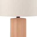 GLOBE Electric 61000062 20" Ribbed Ceramic Table Lamp, Matte Terracotta Finish, White Linen Shade, On/ Off Rotary Switch on Socket, for Living Room, Bedroom, Office, Home Décor