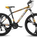 HH HILAND 26'' Mountain Bike, 3-Spokes, 21 Speeds Drivetrain, Aluminum Frame 26 Inch Wheels, Disc-Brake Bike for Men Women Men's MTB Bicycle Orange