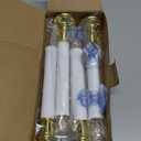 4 Pack Christmas Window Candle Lamp, Ultra Bright LED Window Candles with 3V C26 Clear Torpedo Tip Bulbs, Battery Operated, Metal Base, White Candlestick with Suction Cup (Gold)