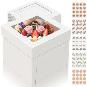 15 PCS Cake Boxes 12 Inch, 12x12x12 Tall Cake Box, 12 Inch Cake Box with Window, White Bakery Boxes, Large Baking Boxes, Cajas Para Pasteles, 12x12 Cake Boxes for Birthday, Wedding, Party, Business