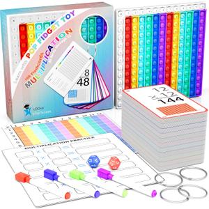 COOVA Educational Flash Card with POP IT Games  Sight Word and Math Skill, Multiplication, Talking Word POP, Learning Toys for Kids (Multiplication Flash Cards)