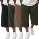 Neer 4 Pack Mens Carpi Shorts Big and Tall Below Knee Casual 3/4 Pants Loose Fit Drawstring Jogger Shorts with Pockets 3XL