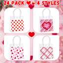 Sweetude 24 Pcs Valentine's Day Clear Gift Bags with Handles Galantines Party Favor Plastic Valentines Candy Treat Goodie Bags for Holiday Winter Wedding Birthday Party Supplies(happy Valentine's Day)