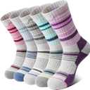 Anlisim Merino Wool Hiking Socks for Women Thermal Winter Warm Boot Work Cushion Socks 5 Pairs (Medium, Colorful)