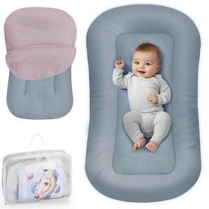 Baby Lounger - Baby Lounger Pillow for Newborn, 0-24 Months, Infant Lounger for Home and Travel, Co Sleeping Baby Nest, Newborn Babies Essentials Gifts, GrayishBlue (Lounger Cover Included)