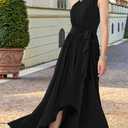KOH KOH Womens 2026 One Shoulder Cocktail Bridesmaid Wedding Guest Maxi Dress (Black, XL)