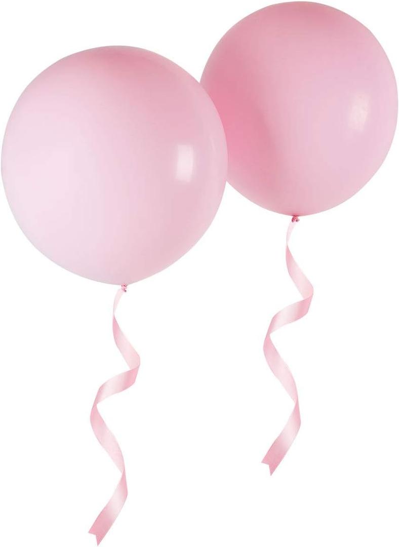 24 Inch Giant Round Balloons 10 Packs Macaron Pink Latex Balloons for Photo Shoot Wedding Baby Shower Birthday Party Decorations