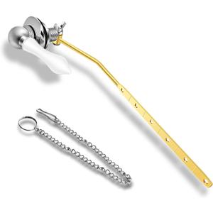 Boltigen Toilet Handle Replacement Kit, Front Mount Flush Handle for Toilet Tank, White Toilet Lever Replacement with Stainless Steel Flapper Chains, for Universal Toilets Flush Repair