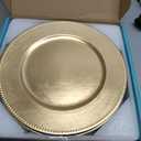 MAONAME Gold Charger Plates Set of 12, Foil 13" Plate Chargers with Beaded, Plastic Round Chargers for Dinner Plates, Table Setting