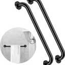 2 Pack 24 Inch Matte Black Shower Grab Bar - 1.5" Diameter, ZUEXT Stainless Steel Bathroom Grab Bar Handle, Bath Balance Bar,Safety Hand Rail Support, Handicap Injury Elderly Senior Assist Bath Handle, Black
